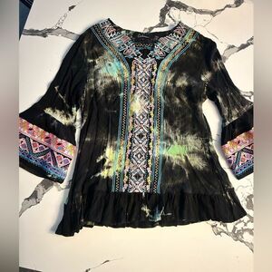 Caleoas Womens Blouse Top Size Small
Embroidered Tie Dye Pop Over